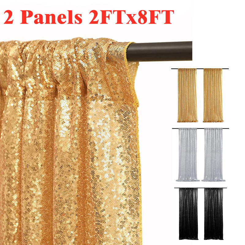 Sequin Fabric Panel - Rideaux d'arrière-plan à paillettes or/argenté, 2