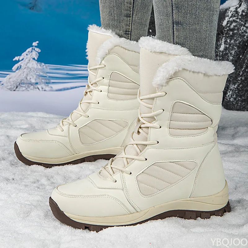 Guipure Lace Panel - Chaussures d'hiver montantes et épaisses pour