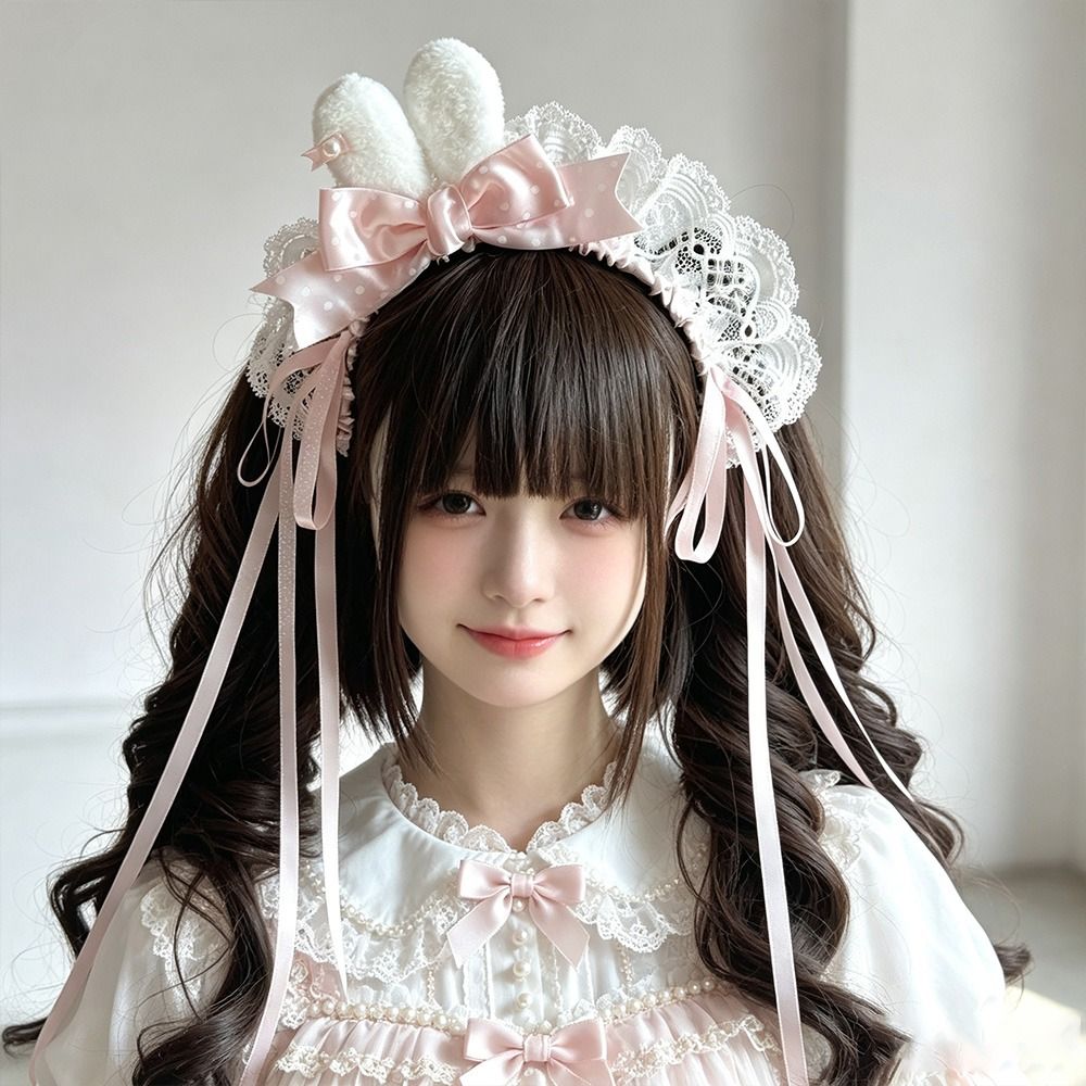 Lace Ribbon Trim - Nouveau serre-tête à nœud et oreilles