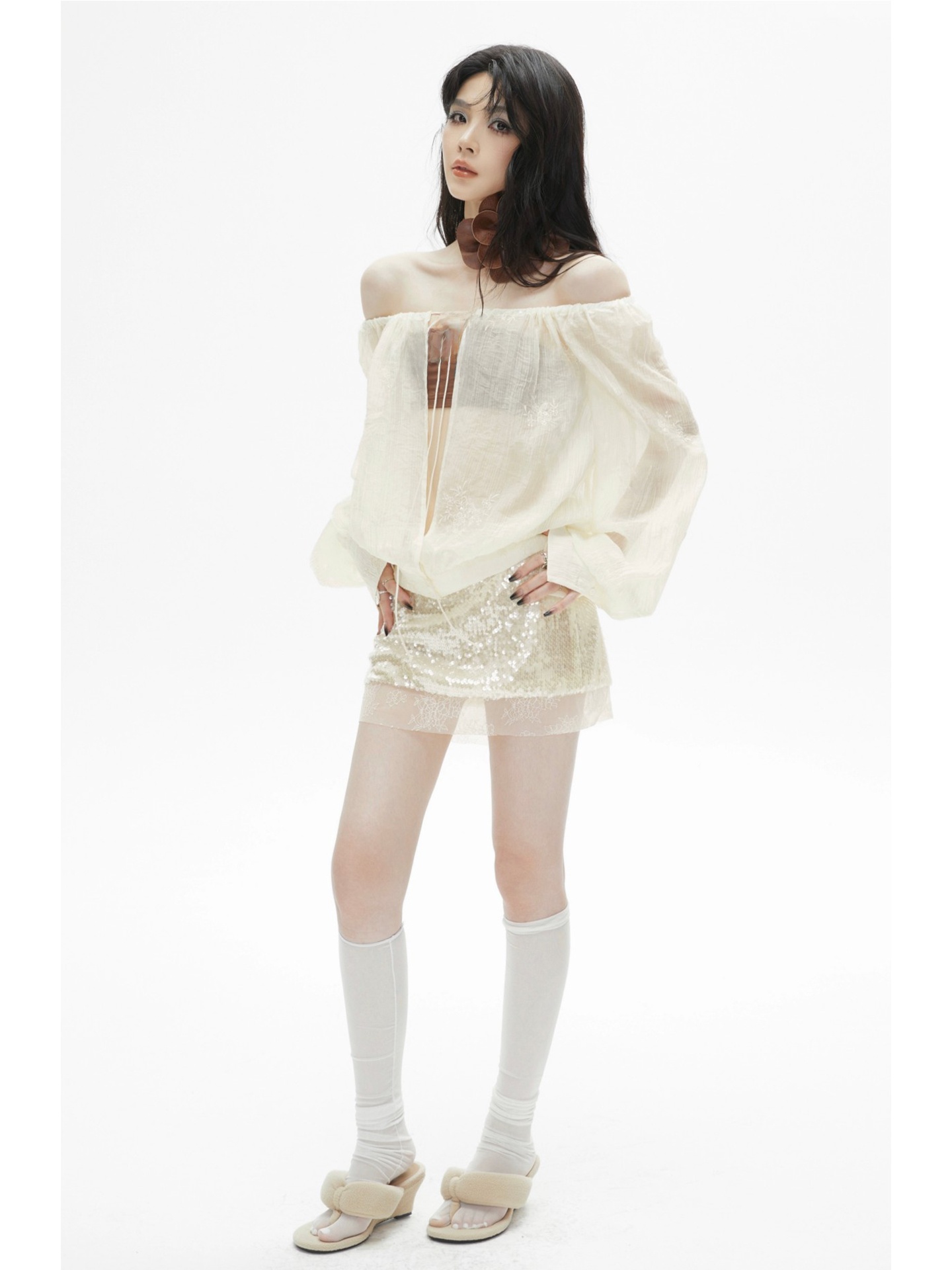 Jupe trapèze taille basse en t - Sequin Fabric Panel avis et prix